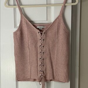 American Eagle Outfitters Blush Lace-Up Ribbed Camisole